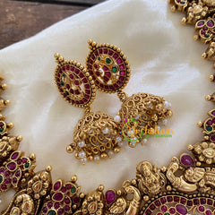 Traditional Lakshmi Pendant peacock Neckpiece-Gold-G8005