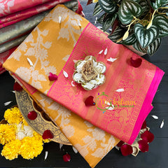 Yellow Pink Semi Banarasi Saree-Festive Banarasi Saree-SA0004