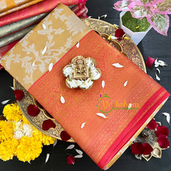Sandal Red Semi Banarasi Saree-Festive Banarasi Saree-SA0005