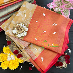Sandal Red Semi Banarasi Saree-Festive Banarasi Saree-SA0005