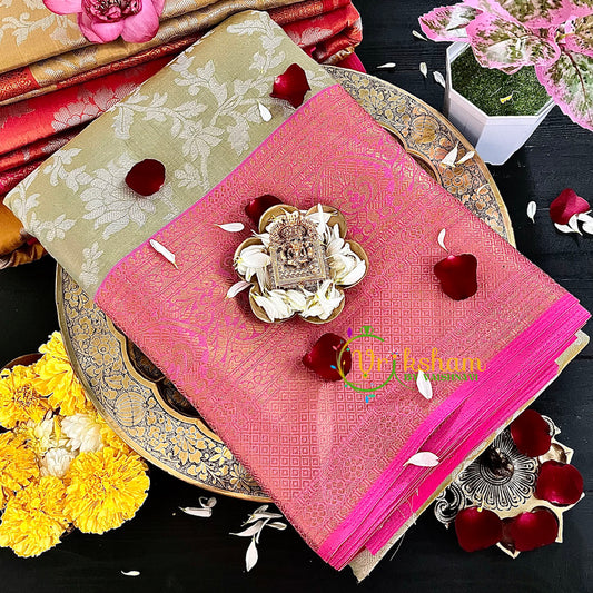 Sandal Pink Semi Banarasi Saree-Festive Banarasi Saree-SA0006