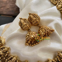 Gold Look Alike Antique Lakshmi Choker Short Neckpiece-Gold Bead - G7872