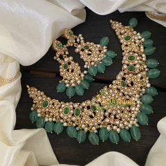 Jadau Kundan Peacock Neckpiece-White Green -J736