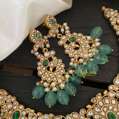 Jadau Kundan Peacock Neckpiece-White Green -J736