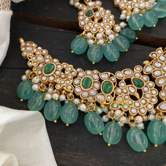 Jadau Kundan Peacock Neckpiece-White Green -J736