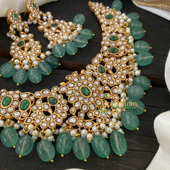 Jadau Kundan Peacock Neckpiece-White Green -J736