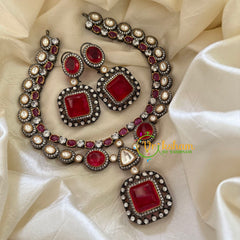 Red Victorian Diamond Short Neckpeice -VV068