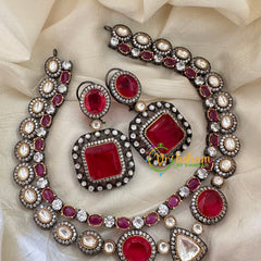 Red Victorian Diamond Short Neckpeice -VV068