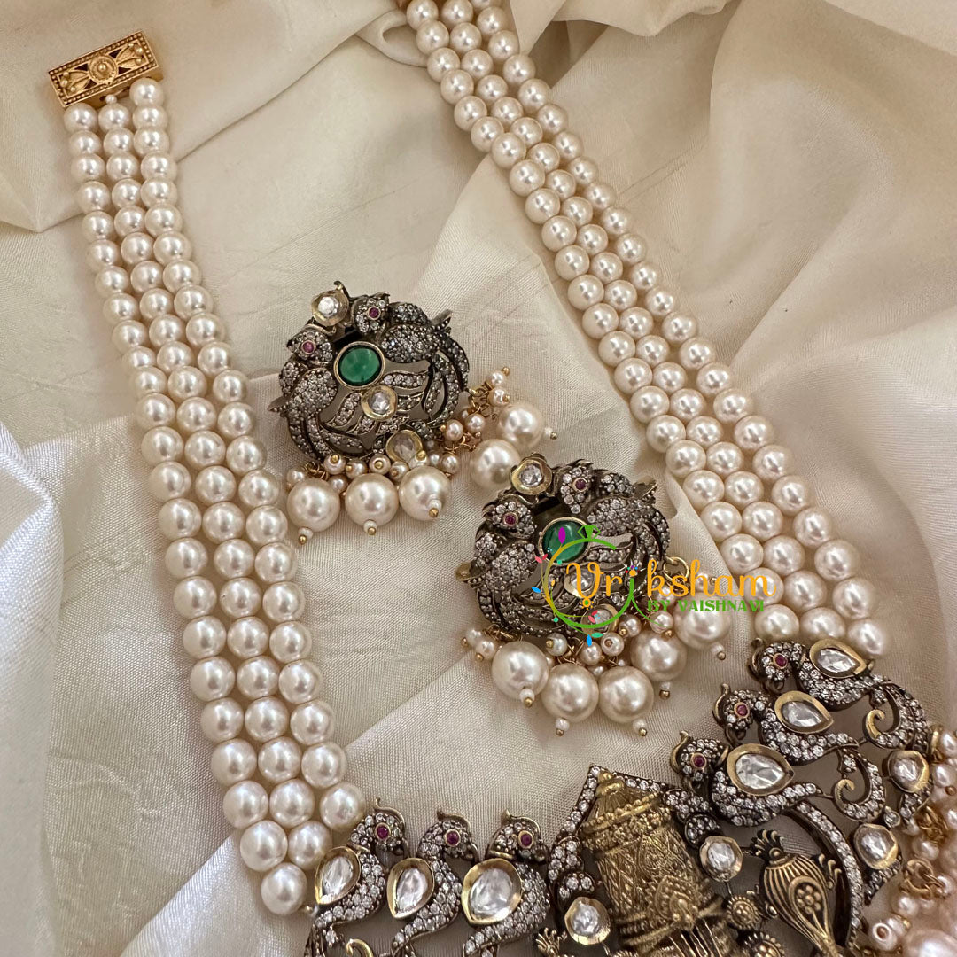 Pearl Victorian Diamond Temple Neckpiece -Vishnu Pendant -VV067
