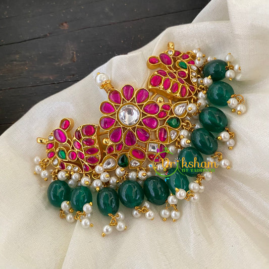 Jadau Kundan High Neck Choker-Green Bead-J753