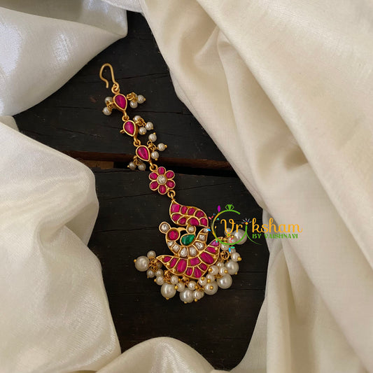 Precious Jadau Kundan Maang Tikka-Pearl -j729