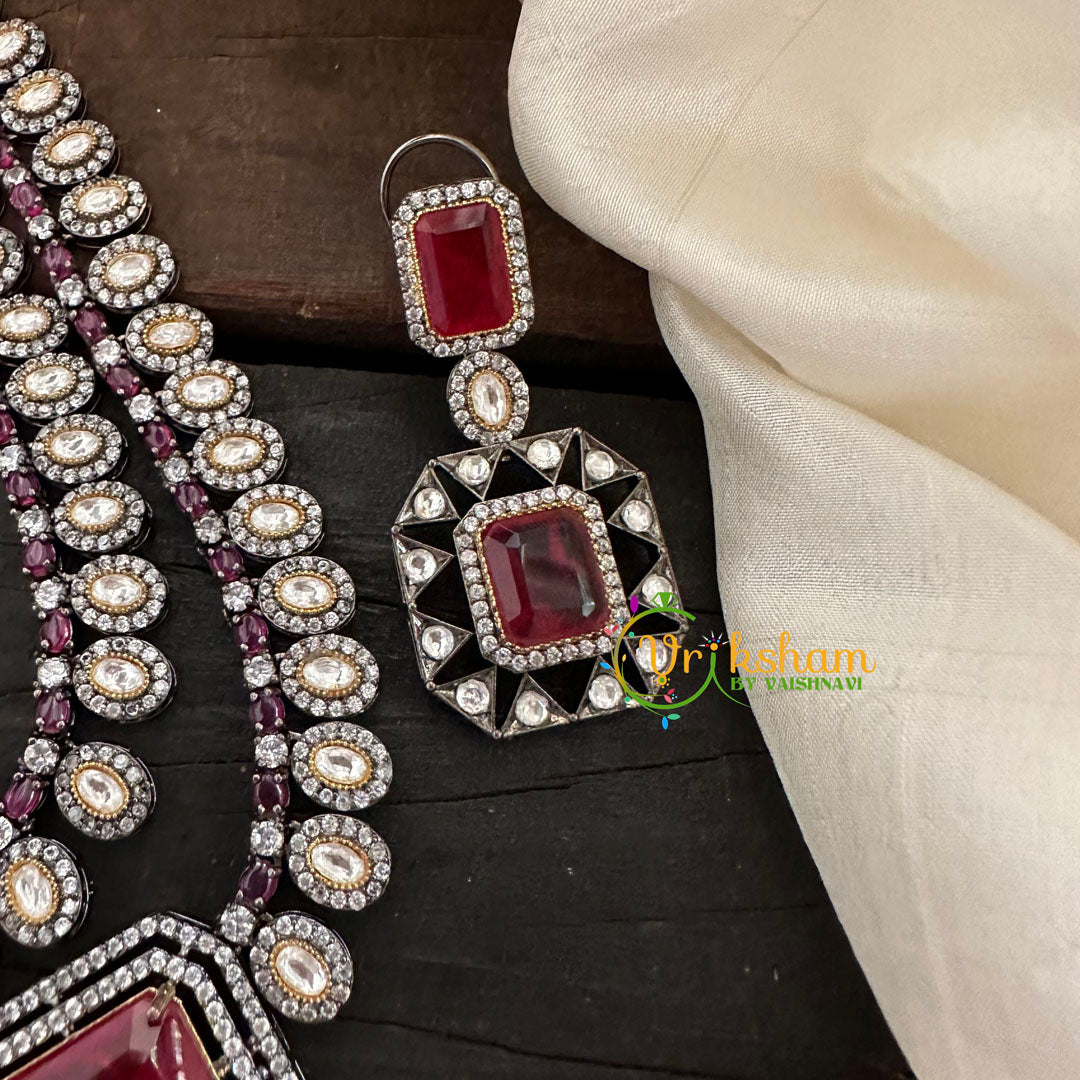 Red Victorian Diamond Short Neckpeice -VV072