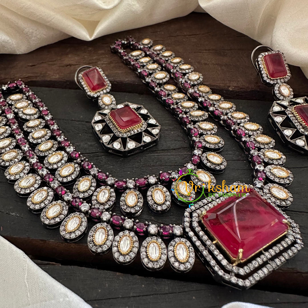 Red Victorian Diamond Short Neckpeice -VV072