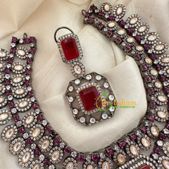 Red Victorian Diamond Short Neckpeice -VV072