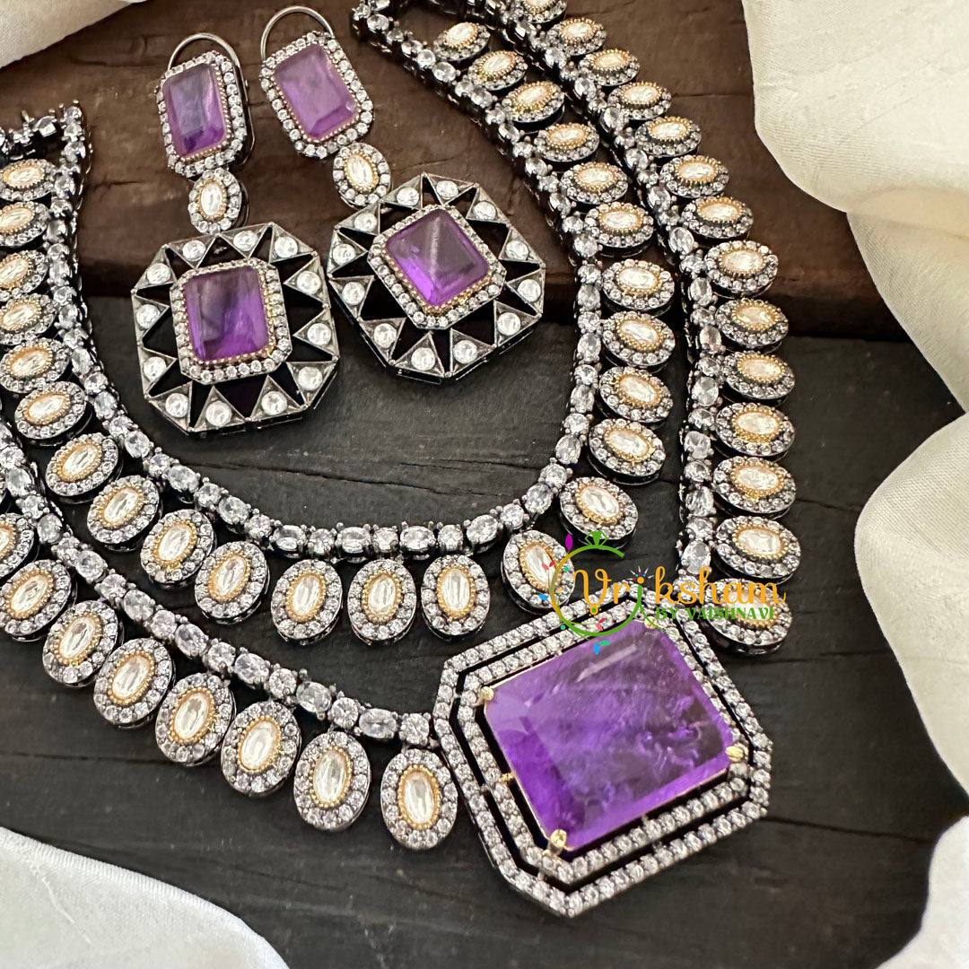 Purple Victorian Diamond Short Neckpeice -VV073