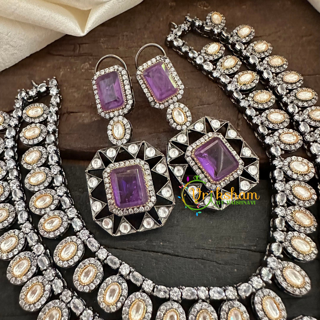 Purple Victorian Diamond Short Neckpeice -VV073