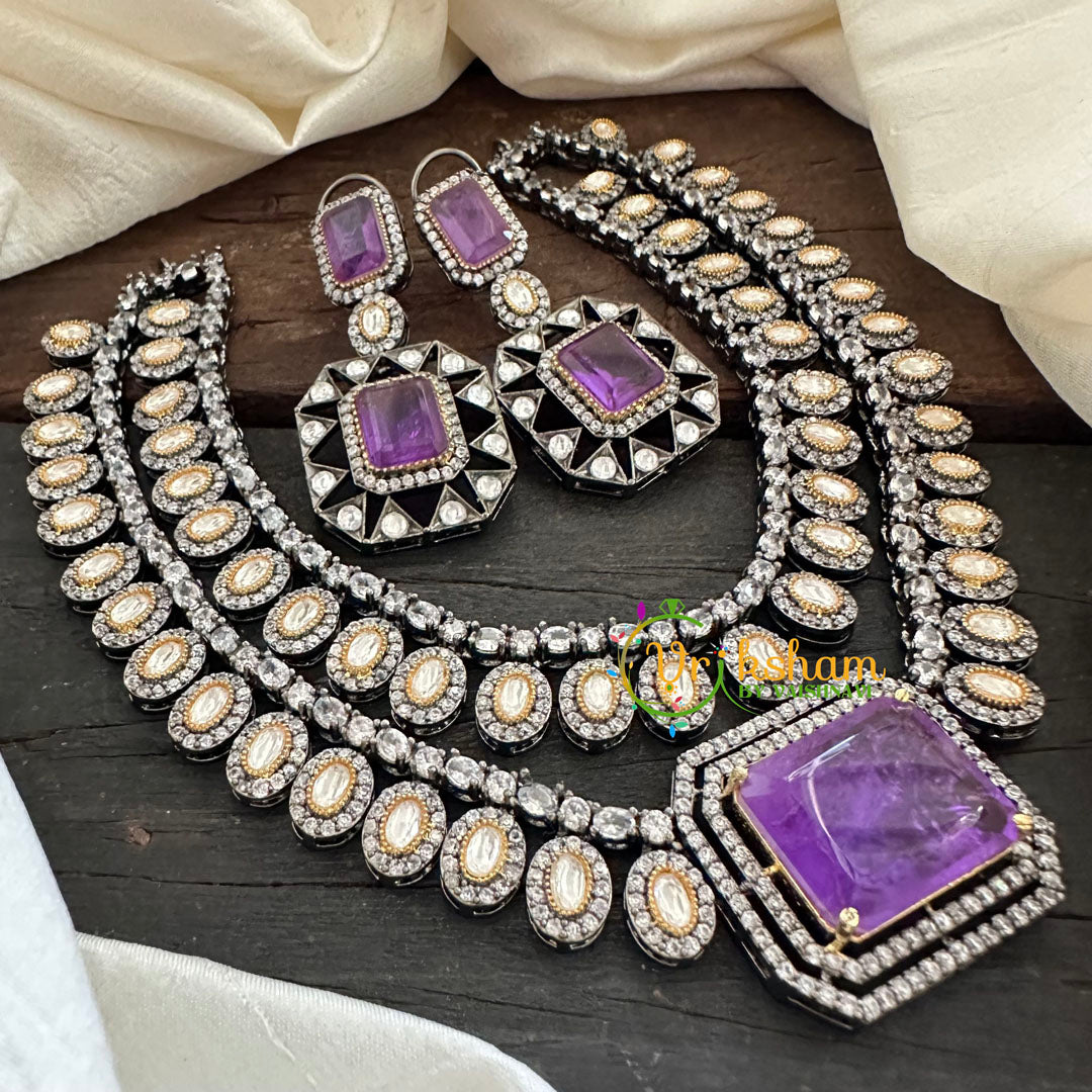 Purple Victorian Diamond Short Neckpeice -VV073