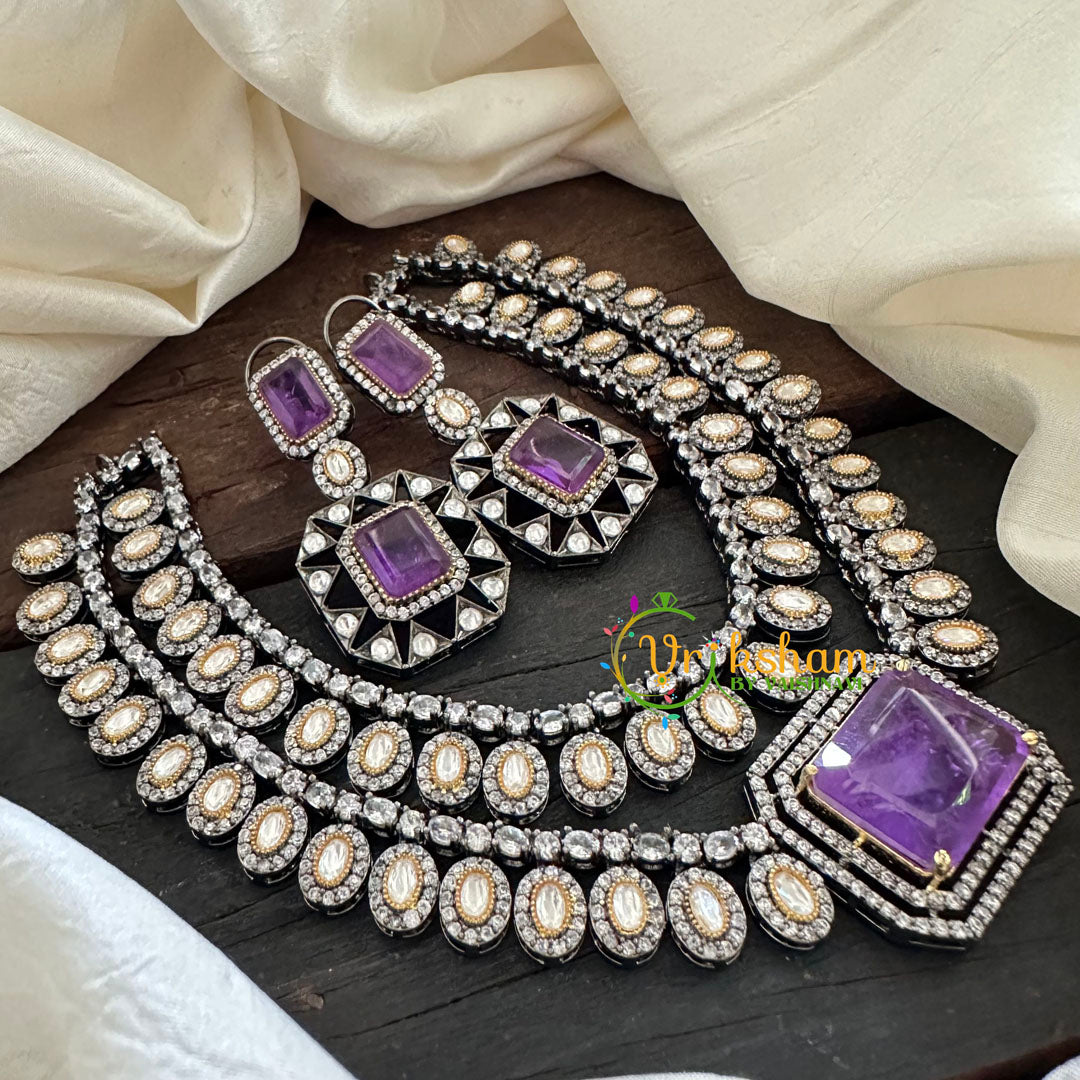 Purple Victorian Diamond Short Neckpeice -VV073