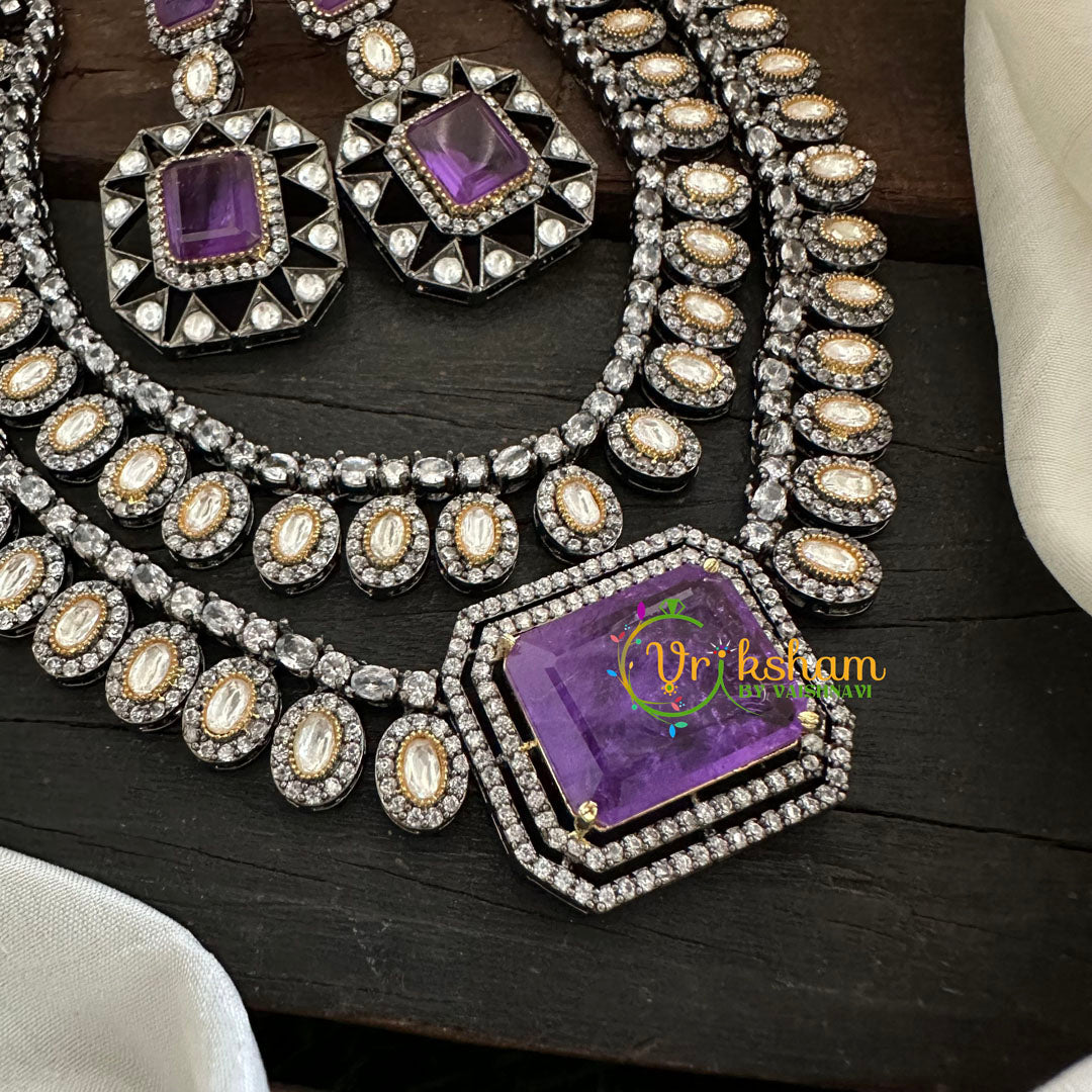 Purple Victorian Diamond Short Neckpeice -VV073