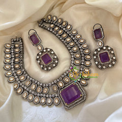 Purple Victorian Diamond Short Neckpeice -VV073