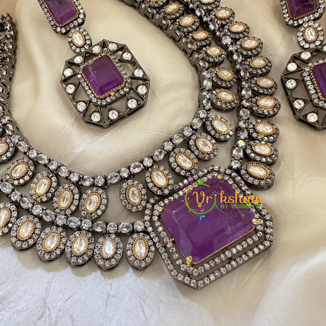 Purple Victorian Diamond Short Neckpeice -VV073