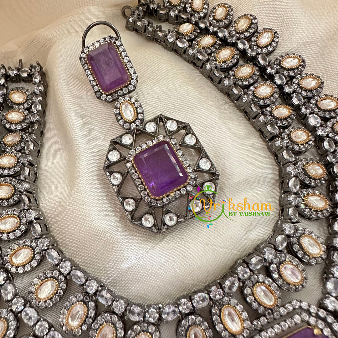 Purple Victorian Diamond Short Neckpeice -VV073