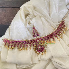 Precious Jadau Kundan Sheeshphool Maang Tikka-Pink -j761