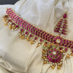 Precious Jadau Kundan Sheeshphool Maang Tikka-Pink -j761