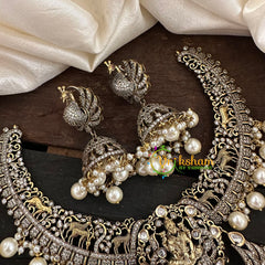 Victorian Diamond Lakshmi Short Neckpiece-Pearl  -VV123