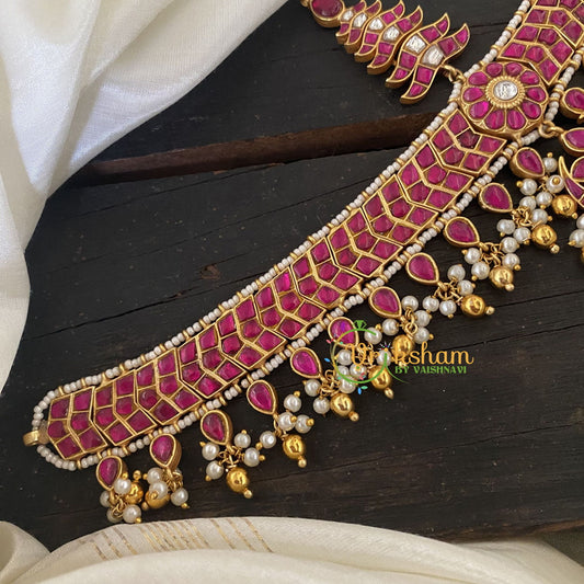 Precious Jadau Kundan Sheeshphool Maang Tikka-Pink -j761