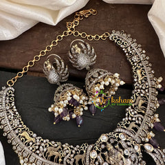 Victorian Diamond Lakshmi Short Neckpiece-Purple Bead -VV122