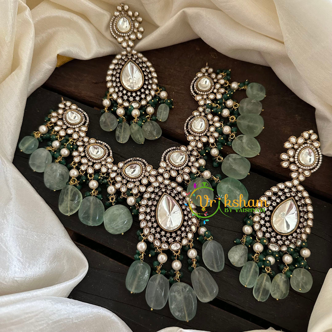 Green Victorian Diamond Short Neckpeice -VV100