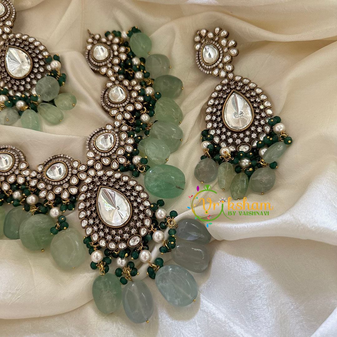 Green Victorian Diamond Short Neckpeice -VV100