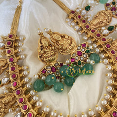 Pastel Green Bead Jadau Kundan Short Neckpiece-J725