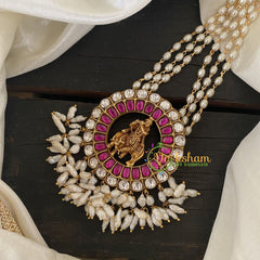 Exquisite Jadau Kundan Krishna Pendant Pearl Mala-J749