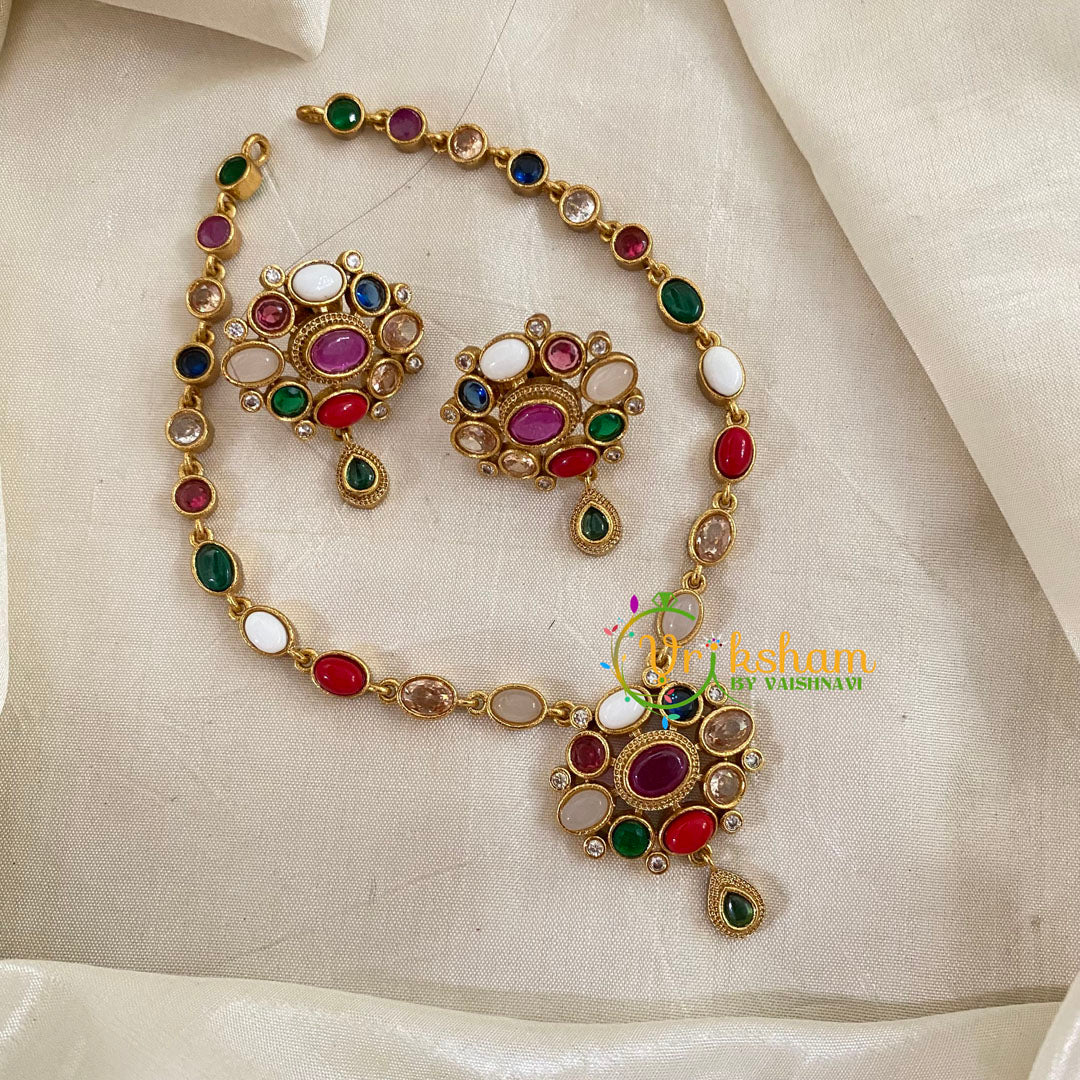 Navarathna AD Stone Neckpiece -G9011