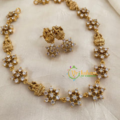 Fancy Temple Designer Neckpiece-White -G9043