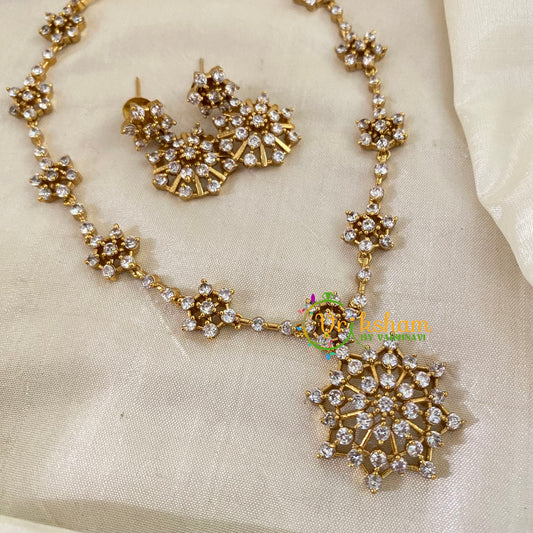 American Diamond Choker Short Neckpiece -White-G9030