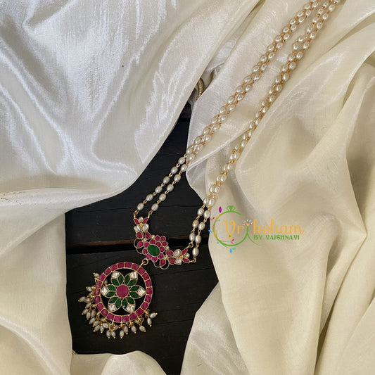 Precious Jadau Kundan Pendant Pearl Malai-J525