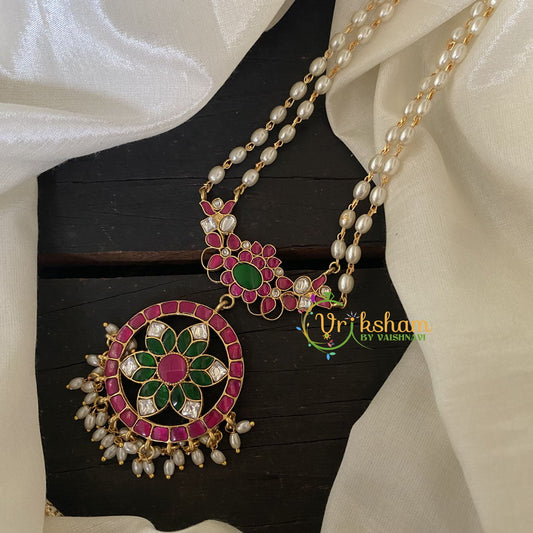 Precious Jadau Kundan Pendant Pearl Malai-J525