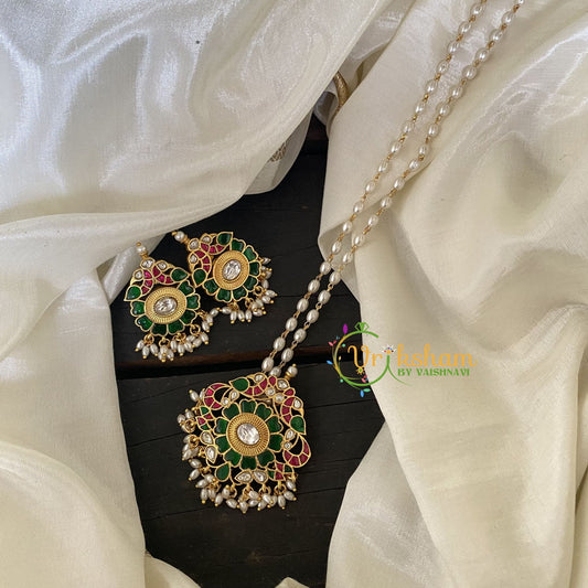 Precious Jadau Kundan Pendant Pearl Malai-J524