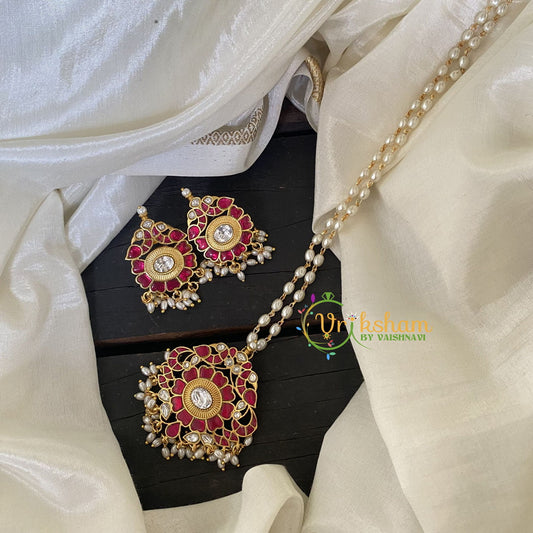 Precious Jadau Kundan Pendant Pearl Malai-J523