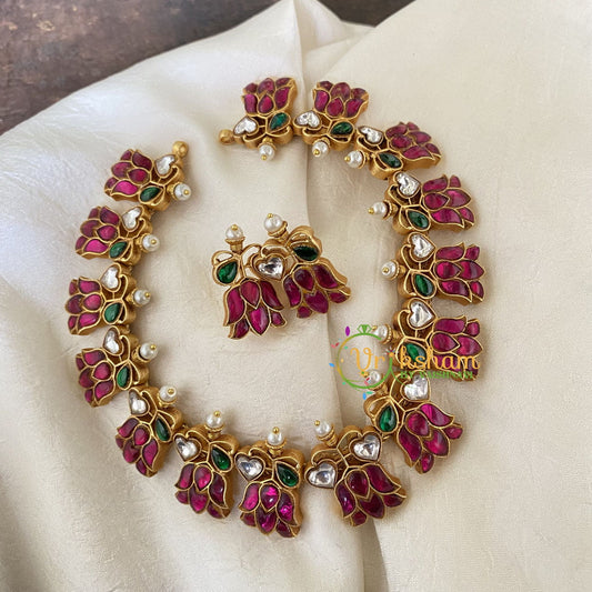 Precious Jadau Kundan Lotus Neckpiece-J754