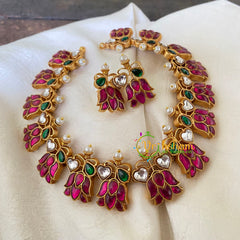 Precious Jadau Kundan Lotus Neckpiece-J754