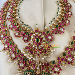 Precious Jadau Kundan Bridal Neckpeice - 2 Layered -J771