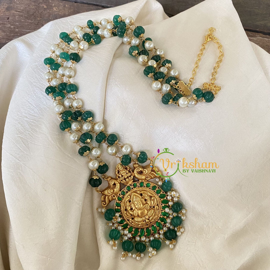 Exquisite Jadau Kundan Temple Pendant Mala -J770