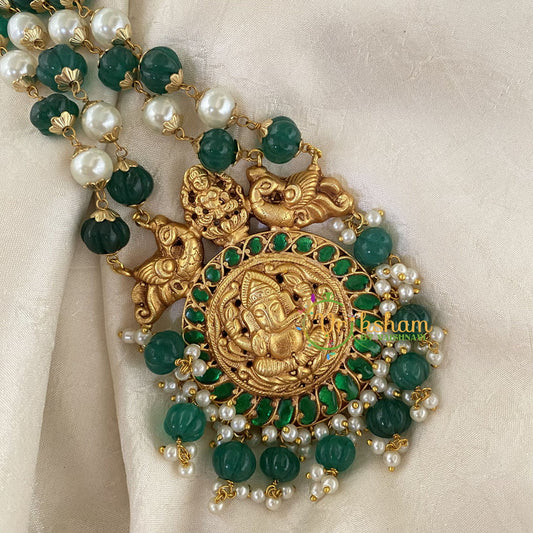 Exquisite Jadau Kundan Temple Pendant Mala -J770