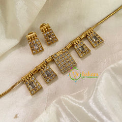 Traditional AD Stone Choker Neckpiece - White-G9062