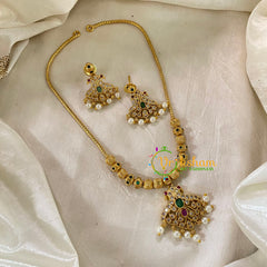 AD Stone Pendant Short neckpiece-Green-G9049