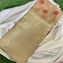 Gold Tissue Kora Organza Saree -Orangish Red -VS654